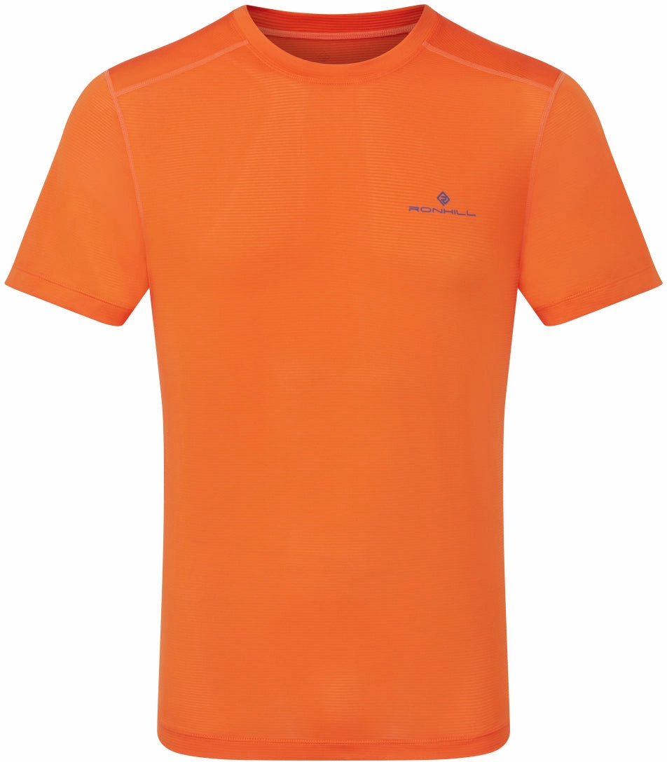 Ronhill Tech Short Sleeve Mens Running Top - Orange Boat Neck