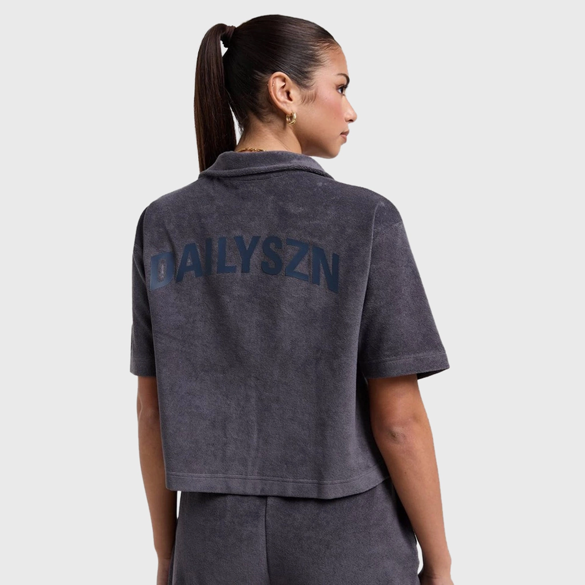DAILYSZN Women's Evry Toweling Shirt / Navy Breathable and Comfortable TearResistant Fabric