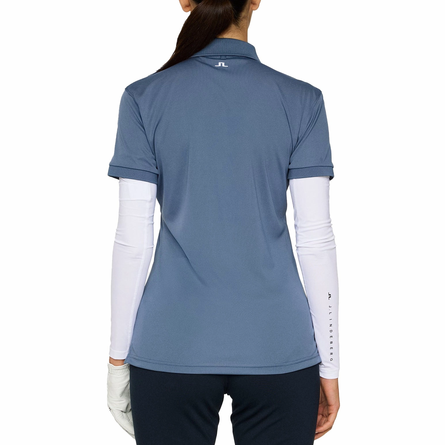 J.Lindeberg Women's Tour Tech Golf Polo Shirt - Vintage Indigo Tri Blend Composition Summer Casual