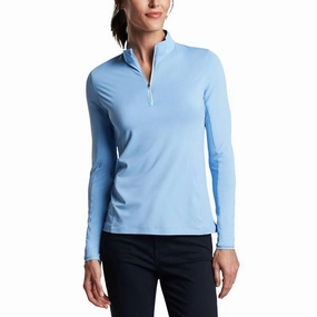 Matte Surface Texture Peter Millar Women's Lightweight Crown Sun Golf Shirt - Cottage Blue