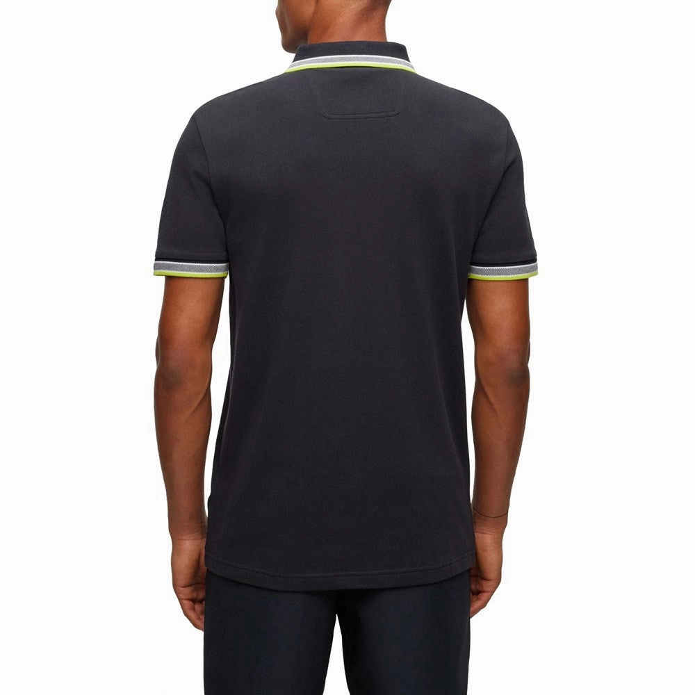 Modern Cut Boss Paddy Cotton Pique Polo - Charcoal/ Green