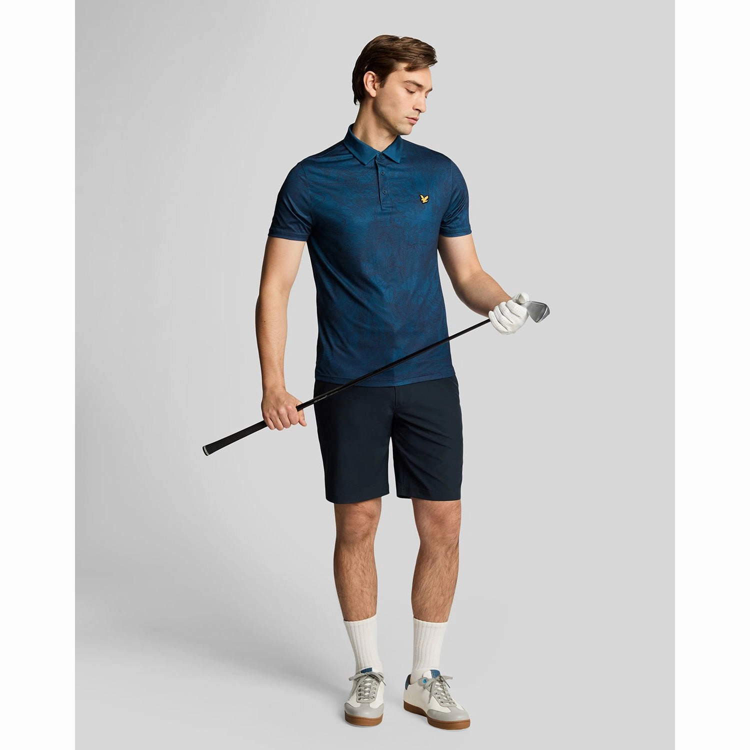 Lyle & Scott Contour Printed Golf Polo Shirt - Dark Navy Trendy Colors Corporate Dress Code