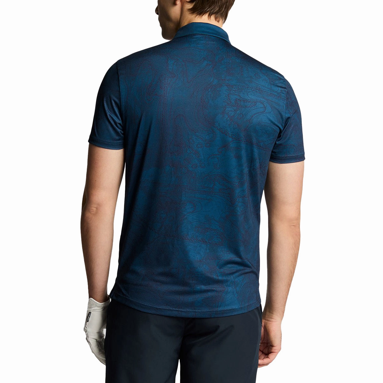 TemperatureRegulating Layer Lyle & Scott Contour Printed Golf Polo Shirt - Dark Navy