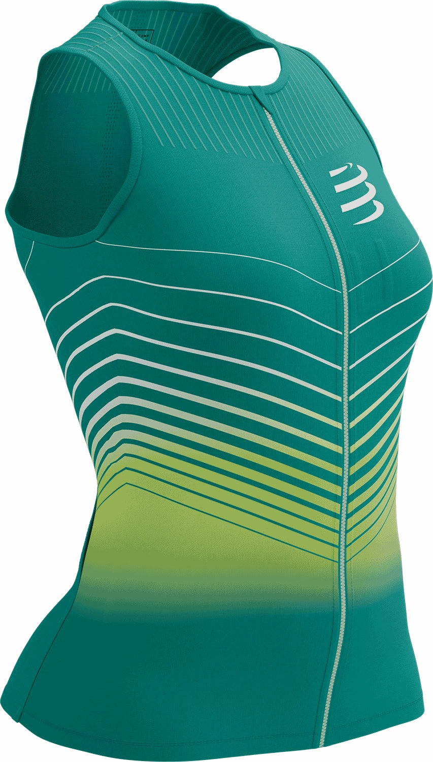 Stretchable Fabric Beauty Compressport Tri Postural Aero Sleeveless Womens Cycling Jersey - Green