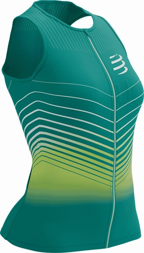 Compressport Tri Postural Aero Sleeveless Womens Cycling Jersey - Green Durable Weave