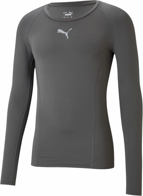 WaterRepellent Surface Puma Liga Baselayer Long Sleeve Mens Training Top - Grey