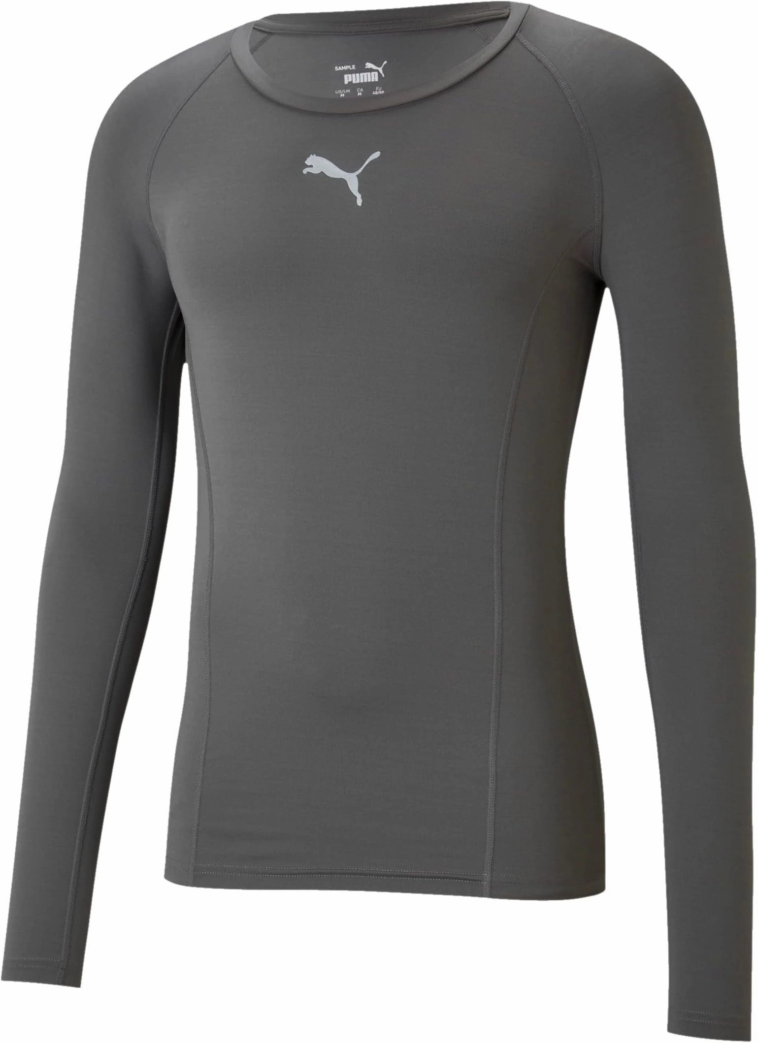AntiStatic Lining Reflective accents Puma Liga Baselayer Long Sleeve Mens Training Top - Grey