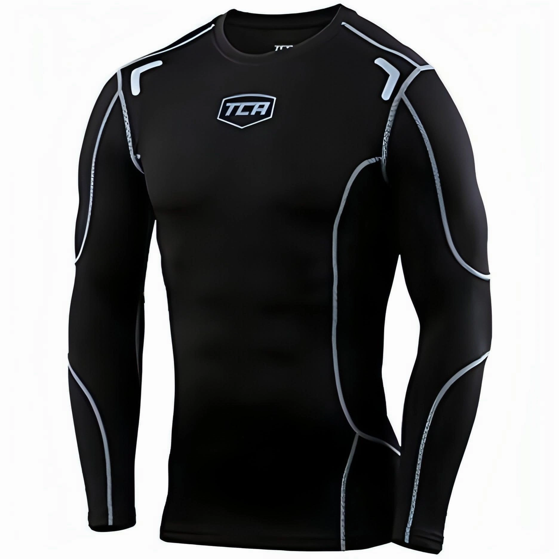 TCA Elite Plus Long Sleeve Mens Compression Top - Black Pet Friendly