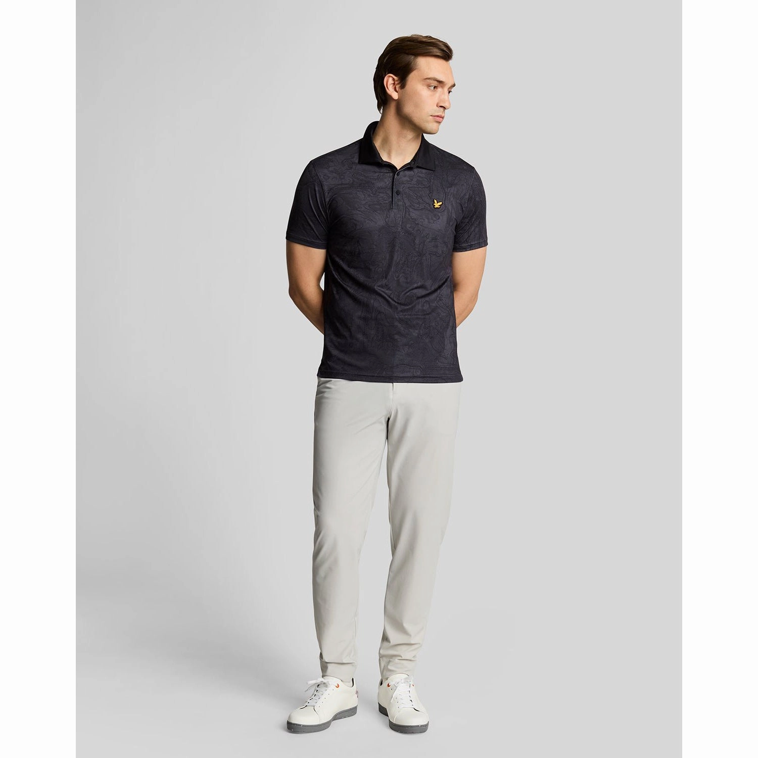 Lyle & Scott Contour Printed Golf Polo Shirt - Jet Black Business Travel Travel Staple