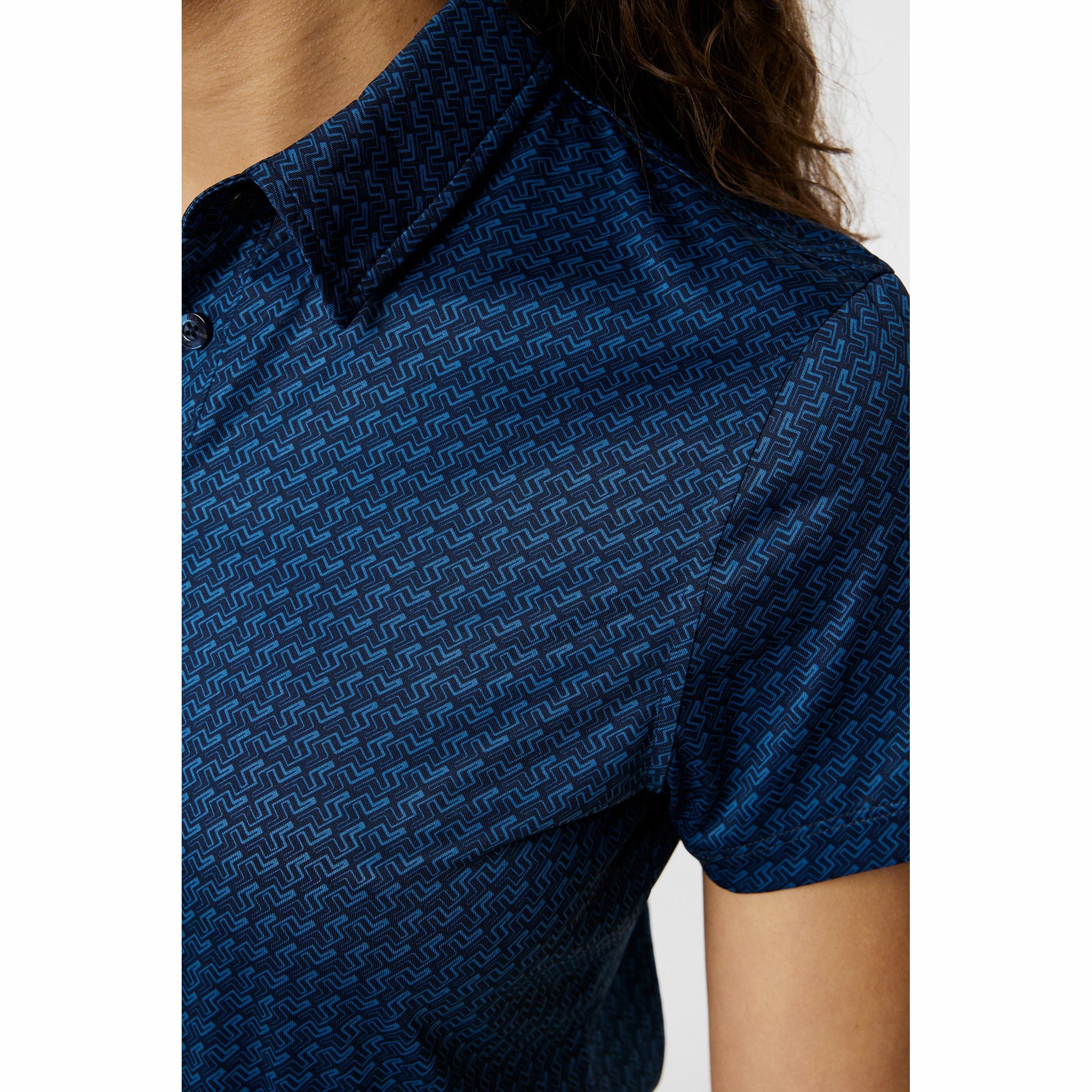 J.Lindeberg Women's Caitlyn Golf Polo Shirt - Shadow Bridge Navy Casual Elegance Office Attire