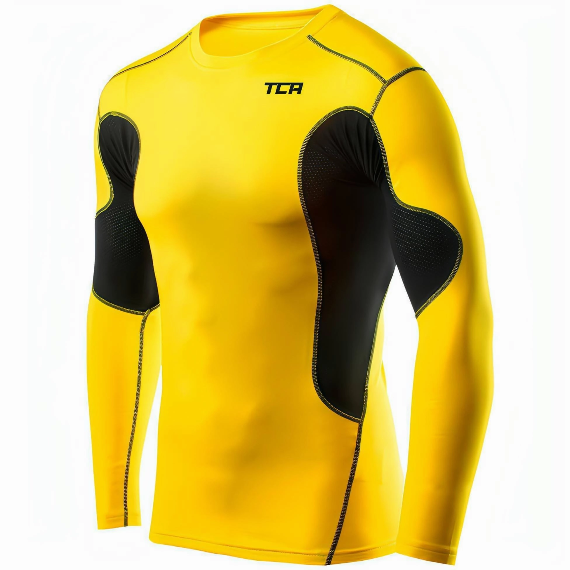 TCA SuperThermal Junior Long Sleeve Compression Top - Yellow cyclist
