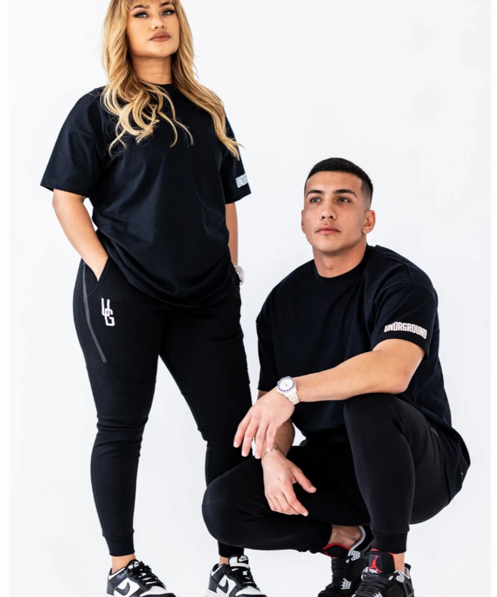 UNDRGROUND Essential Tapered Joggers (Black) MatteFinishTexture Inner Glow
