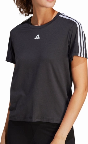 BreathableFabric adidas AeroReady Train Essentials 3 Stripes Short Sleeve Womens Training Top - Black