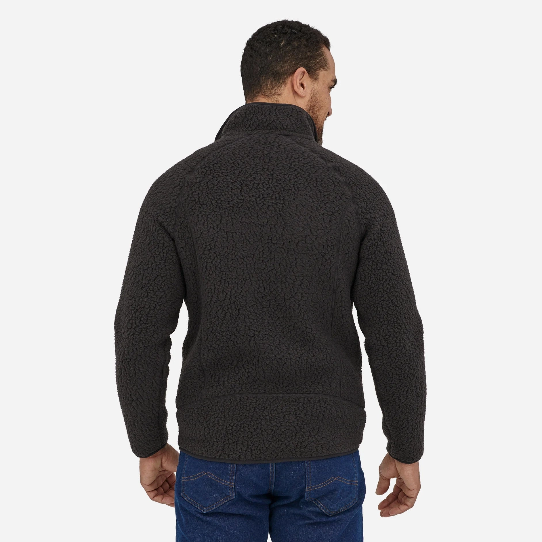 Foldable Hem Patagonia Men's Retro Pile Fleece Jacket Black