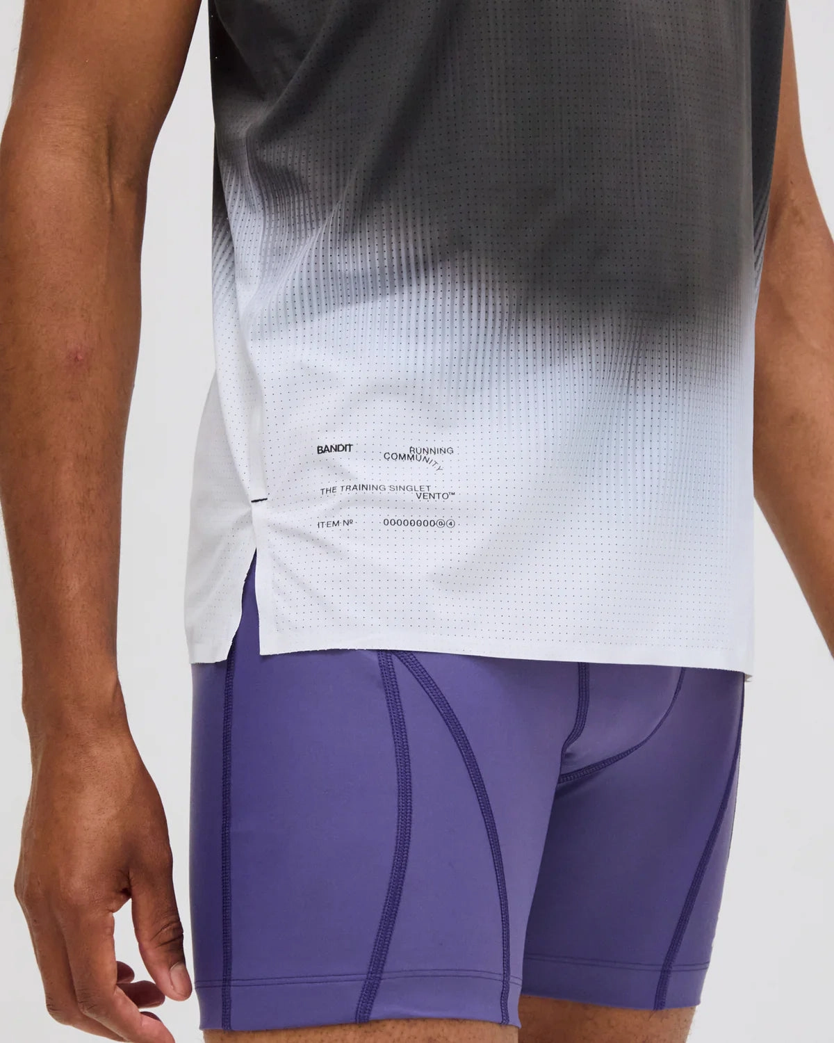 Men's Vento Performance Singlet Black / Chalk Gradient SmoothEdgeTrim EcoFriendly Textiles