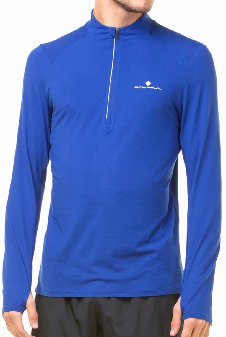 Orthotic Compatible Structure Ronhill Core Thermal Half Zip Long Sleeve Mens Running Top - Blue