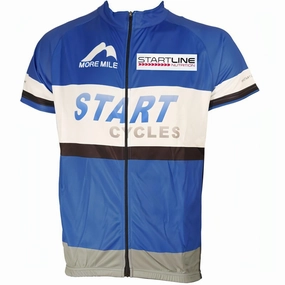 Toughness circular More Mile Team Start Cycles Mens Short Sleeve Cycling Jersey - Blue