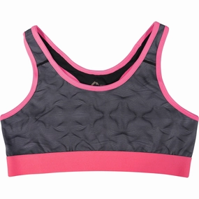 Water-resistant ReflectiveDetails More Mile Girls Running Crop Top - Grey