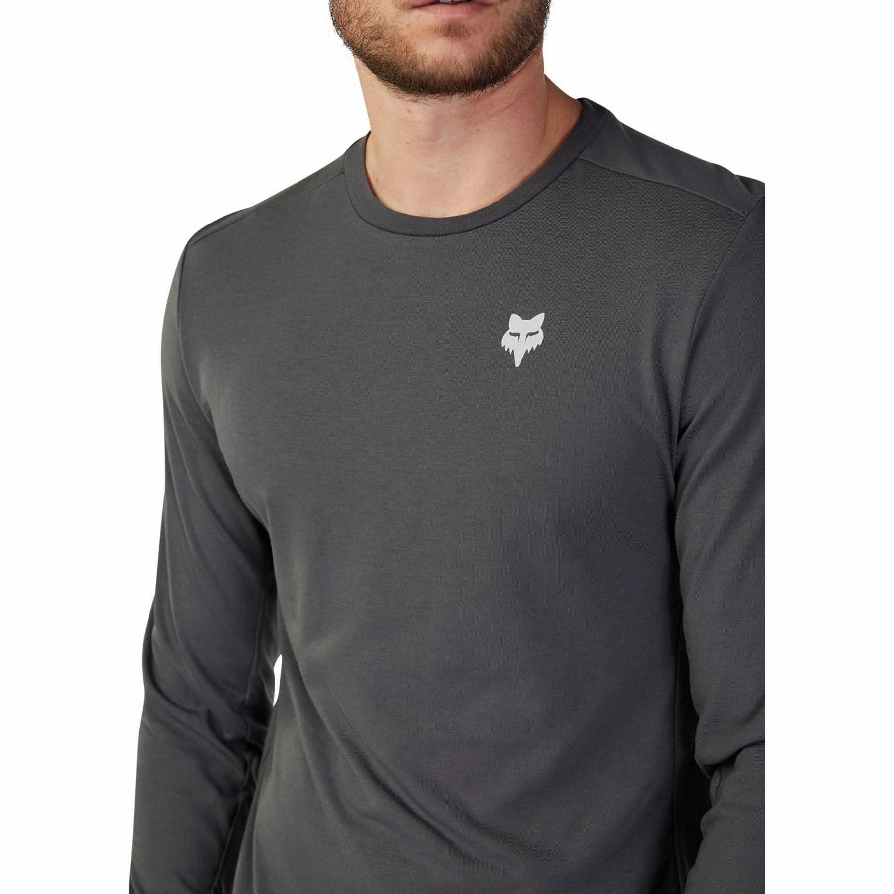 Striped Easy Movement Fox Ranger Tred DriRelease Long Sleeve Mens Cycling Jersey - Grey