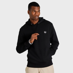 Odor Control Finish Fred Perry Tipped Pullover Hoodie / Black
