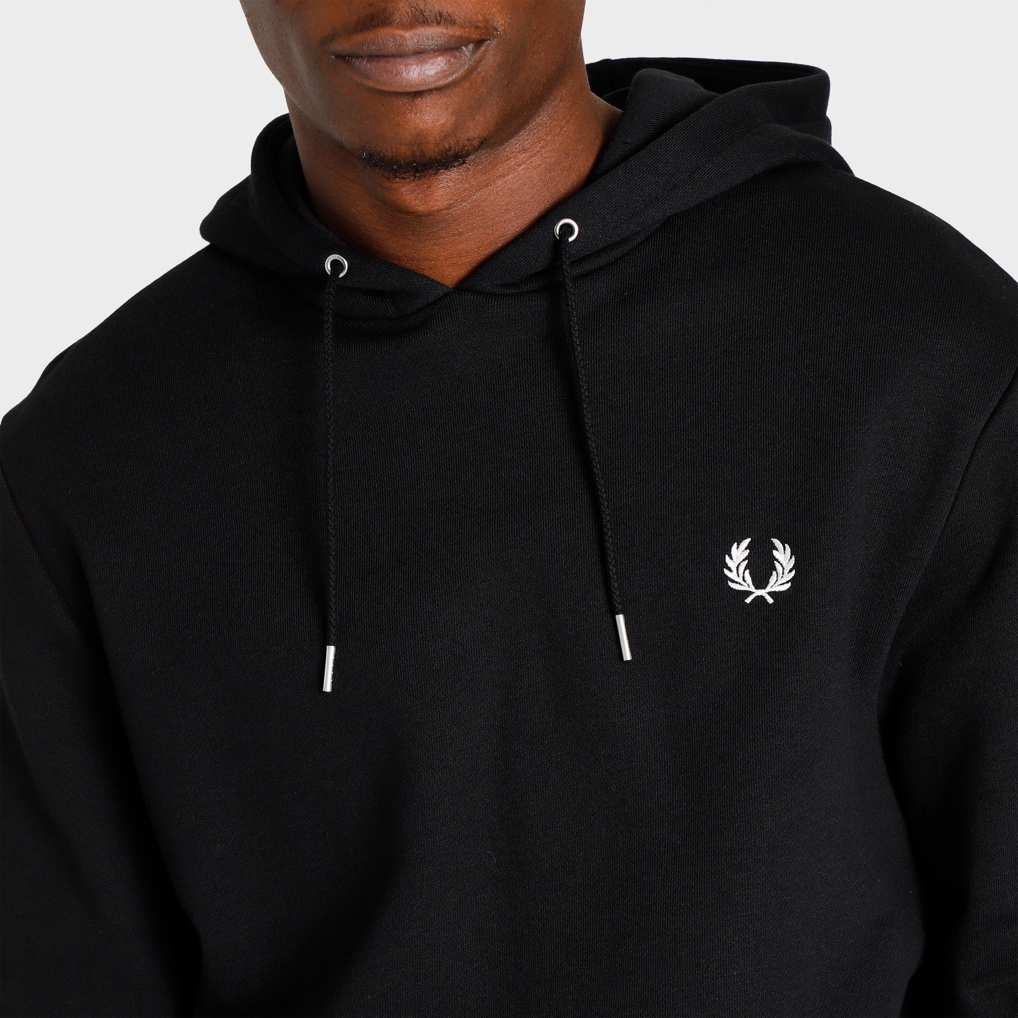 Vegan Safe Fred Perry Tipped Pullover Hoodie / Black