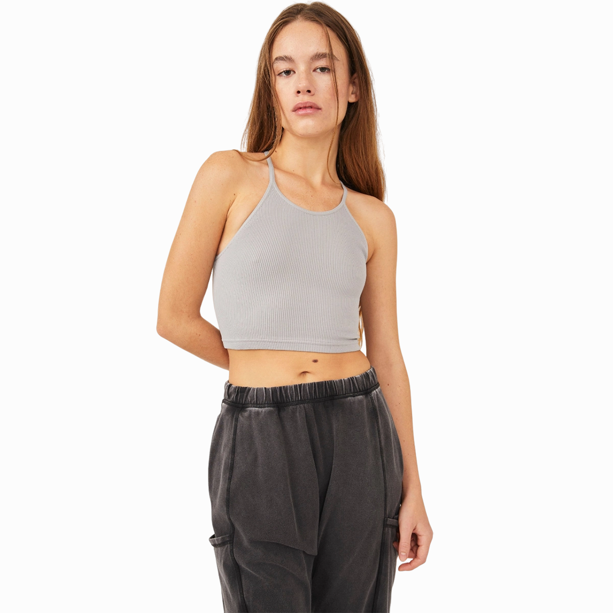 CompactSize Hidden Storage Pocket Free People Cropped Run Tank