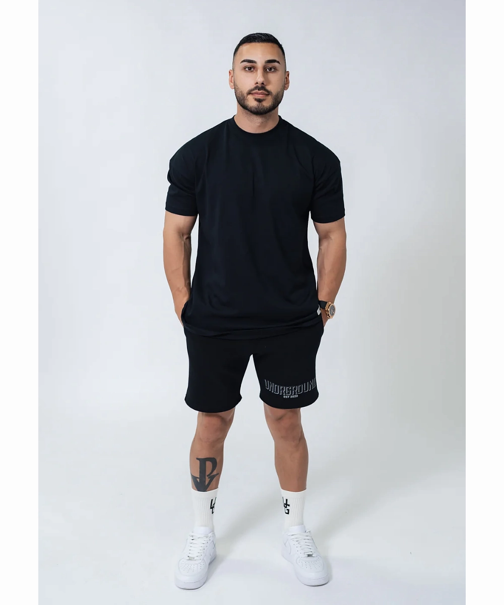 BreathableMesh Work Ready UNDRGROUND Double Print Cotton Shorts (Black)