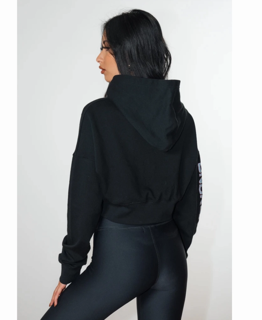 UNDRGROUND No Effort Crop Hoodie (Black) SnagResistant Weave