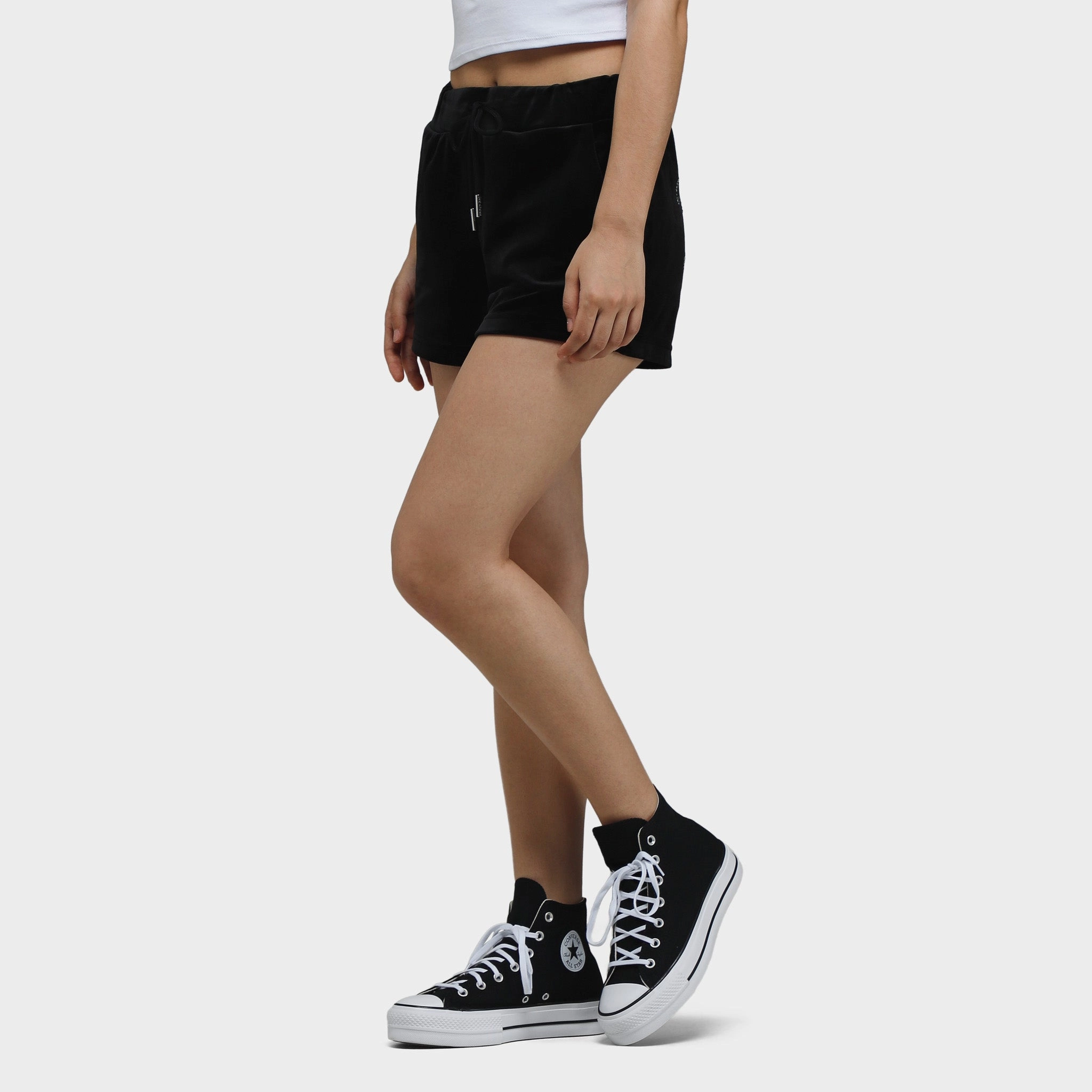 Juicy Couture Women's Classic Velour Shorts / Liquorice Polyester shorts Wool blend