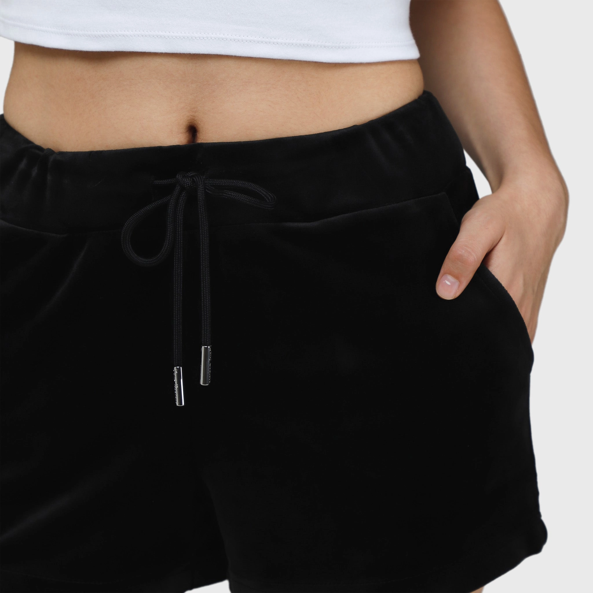 suede look Reflective Safety Details Juicy Couture Women's Classic Velour Shorts / Liquorice