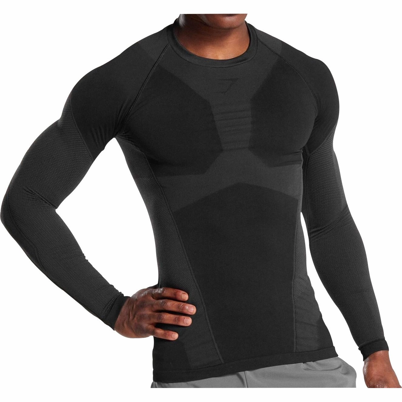 Calm Ease ZeroIrritationLabels Gymshark Seamless Lifting Long Sleeve Mens Training Top - Black