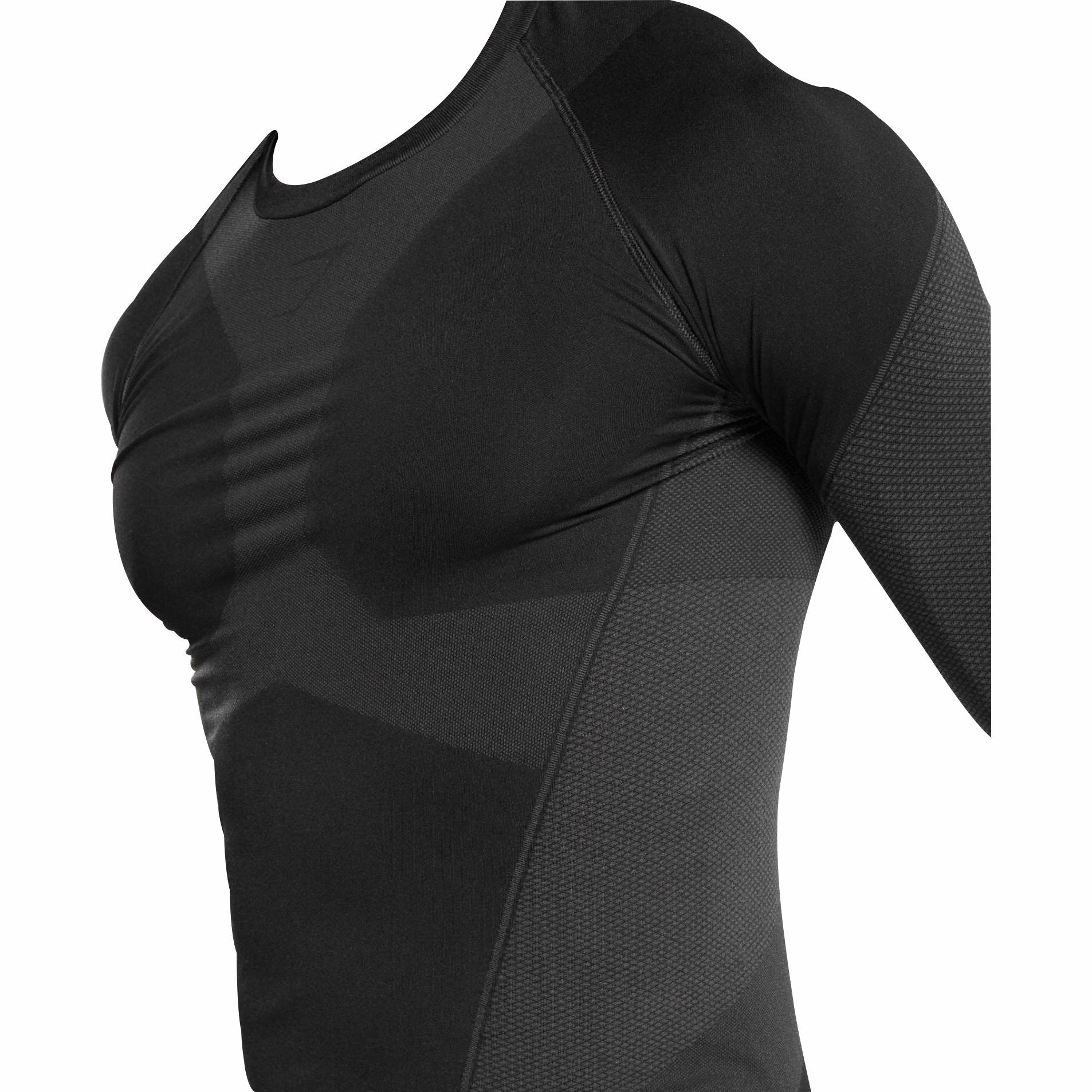 Night Charm CompressionFreeCuffs Gymshark Seamless Lifting Long Sleeve Mens Training Top - Black