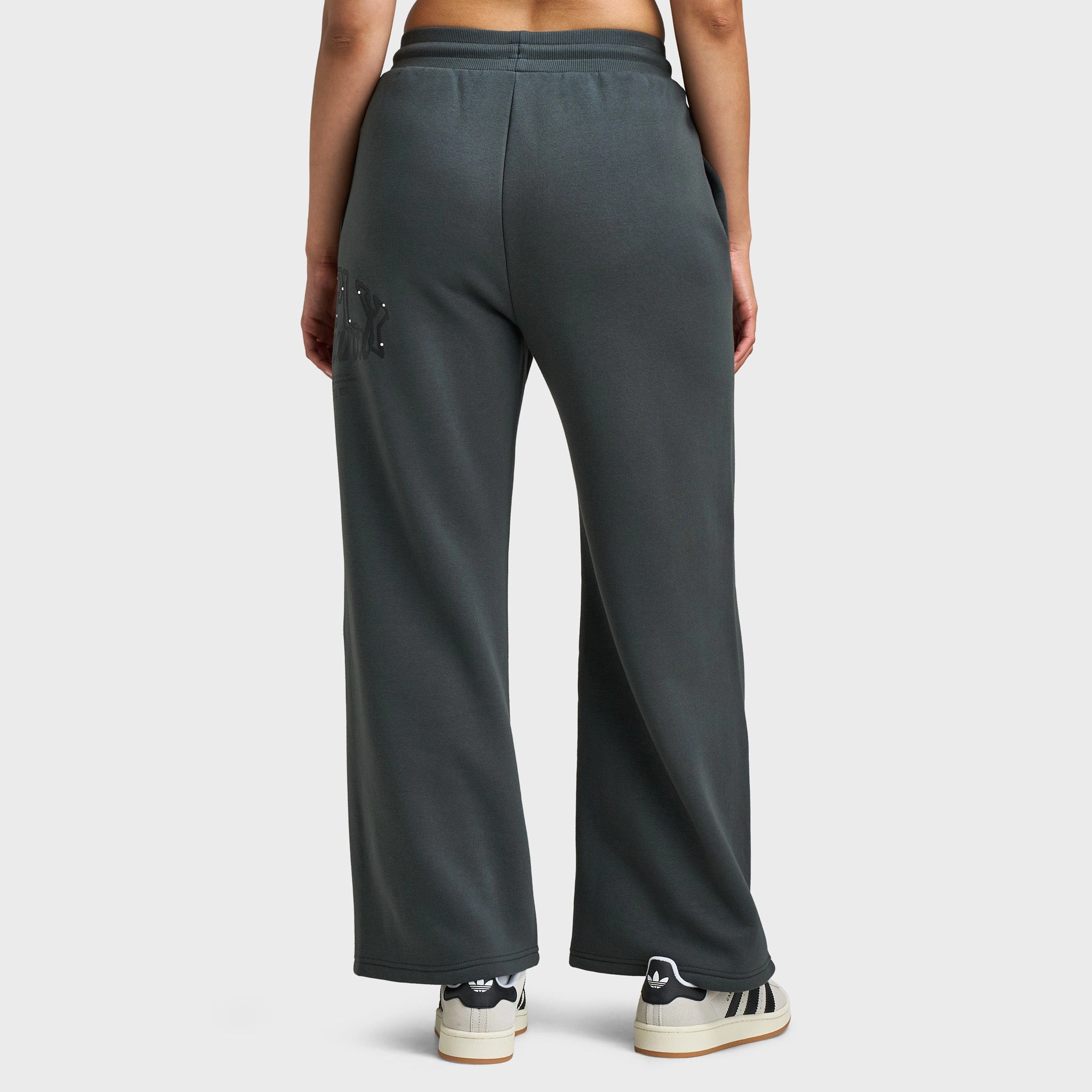 EcoFriendly Material Supply & Demand Women's Spray Wide Leg Joggers / Dark Grey With Diamantes