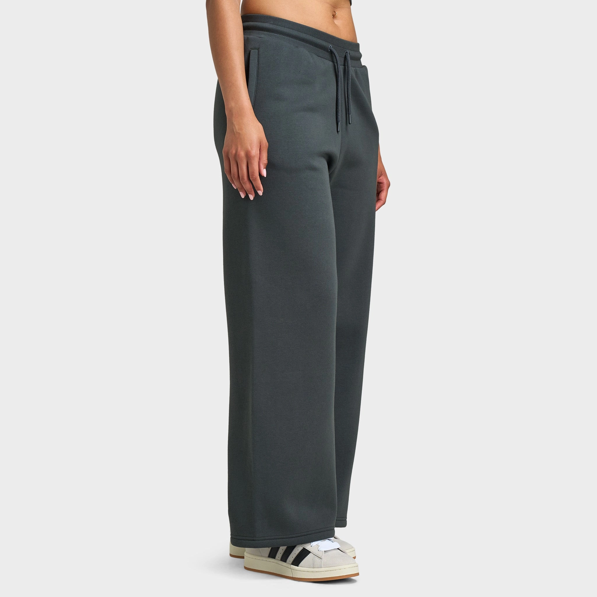 StaticFree Material Supply & Demand Women's Spray Wide Leg Joggers / Dark Grey With Diamantes