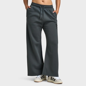 FlexibleCollarDesign Pure Tone Supply & Demand Women's Spray Wide Leg Joggers / Dark Grey With Diamantes