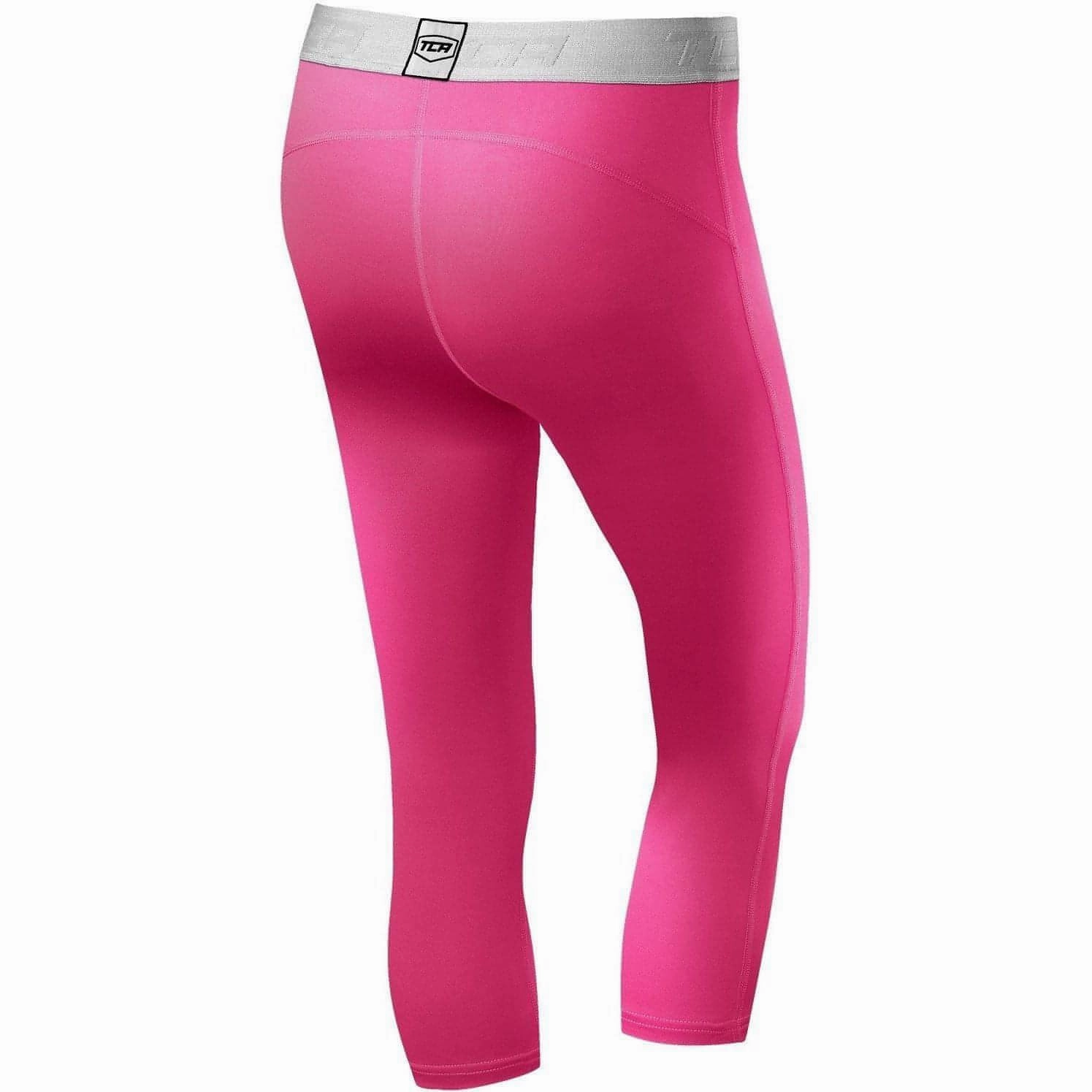 LowImpactSupport TCA Pro Performance Endurance Womens 3/4 Capri Running Tights - Pink