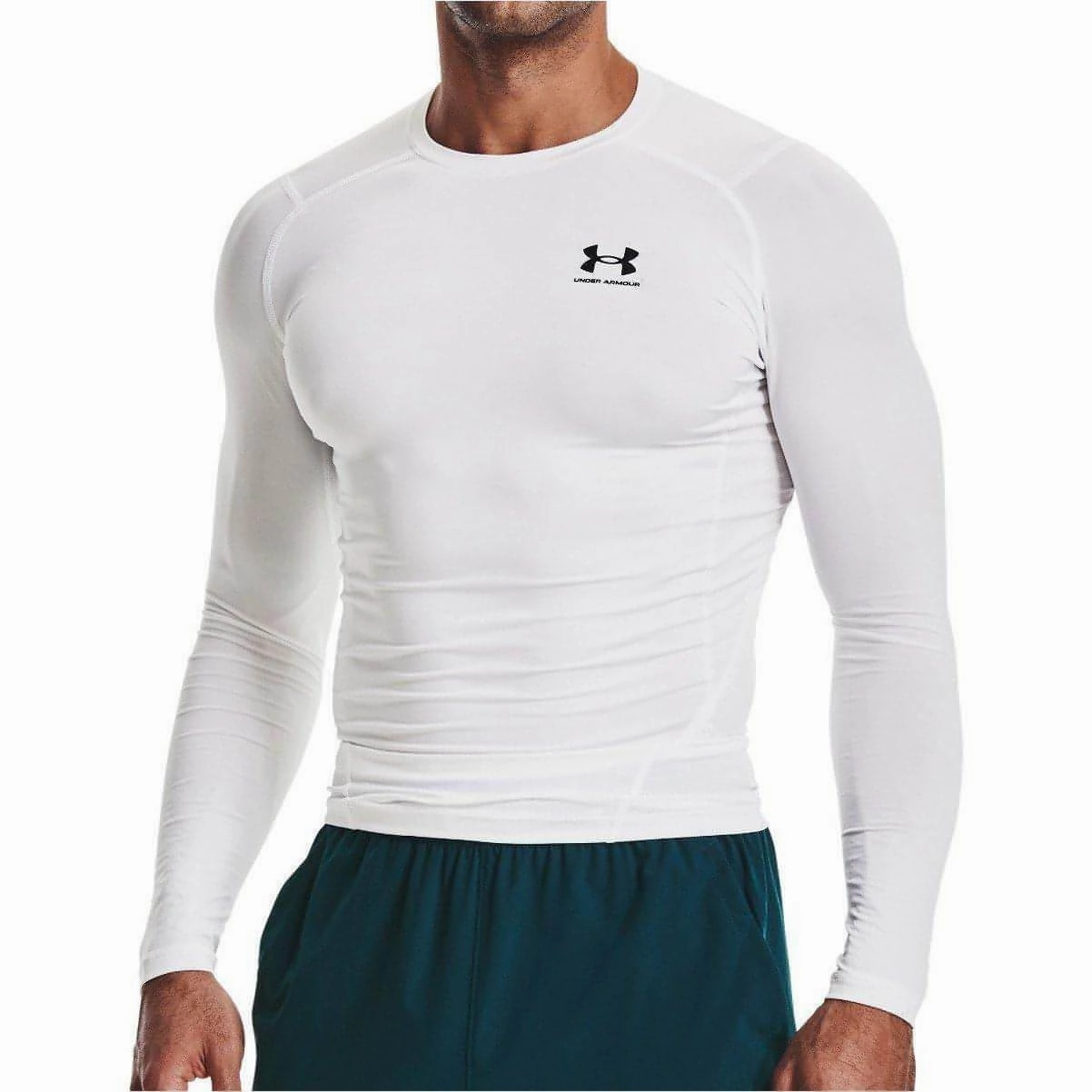Crochet Under Armour HeatGear Armour Long Sleeve Mens Compression Top - White
