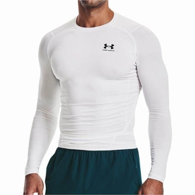 Crochet Under Armour HeatGear Armour Long Sleeve Mens Compression Top - White