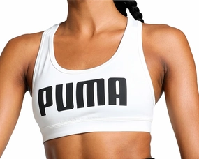 Zip-up front Pin Puma 4KEEPS Womens Running Sports Bra - White