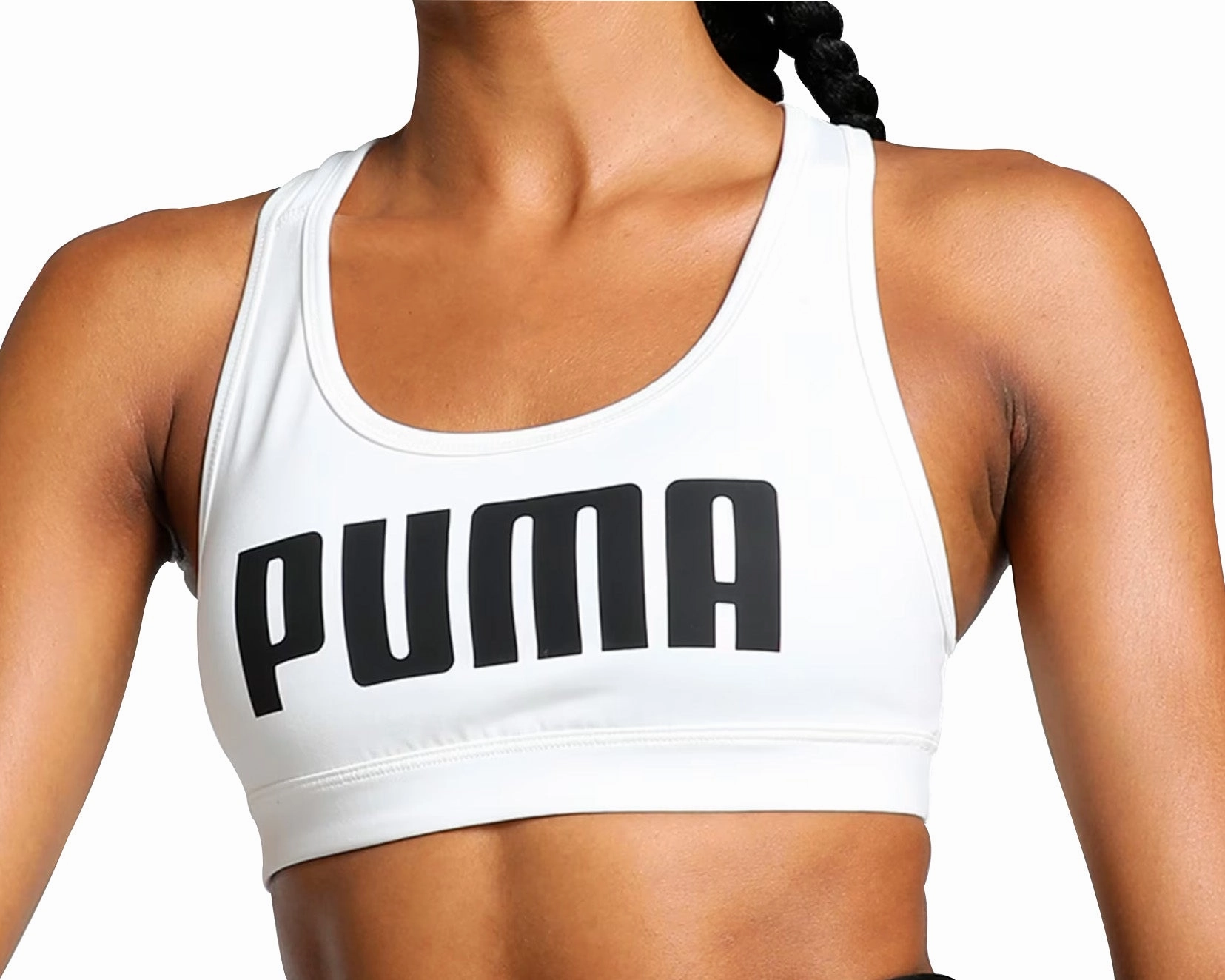 Zip-up front Pin Puma 4KEEPS Womens Running Sports Bra - White