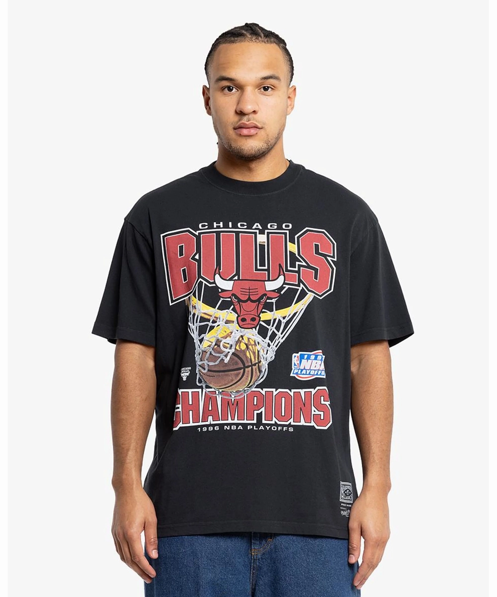 Mitchell & Ness Chicago Bulls Nothing But Net Tee (Faded Black) MultiPanelDesign