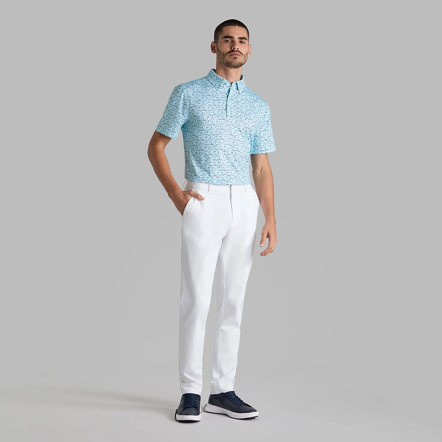 G/Fore Aye Poppy Tech Jersey Golf Polo Shirt - Daybreak Logo Detail