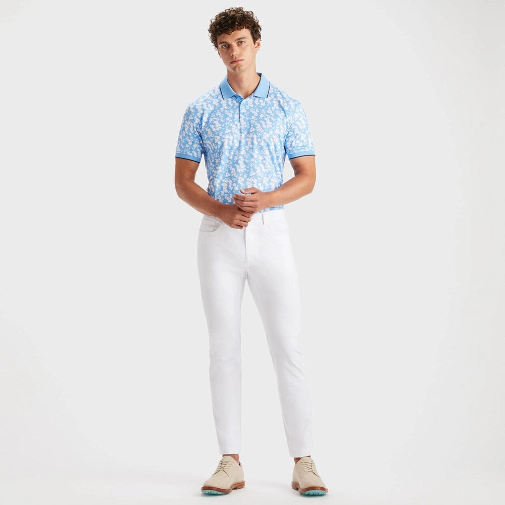 Dimensional Stability Weave Fashion Forward G/Fore Blossom Rib Collar Tech Golf Polo Shirt - Cielo