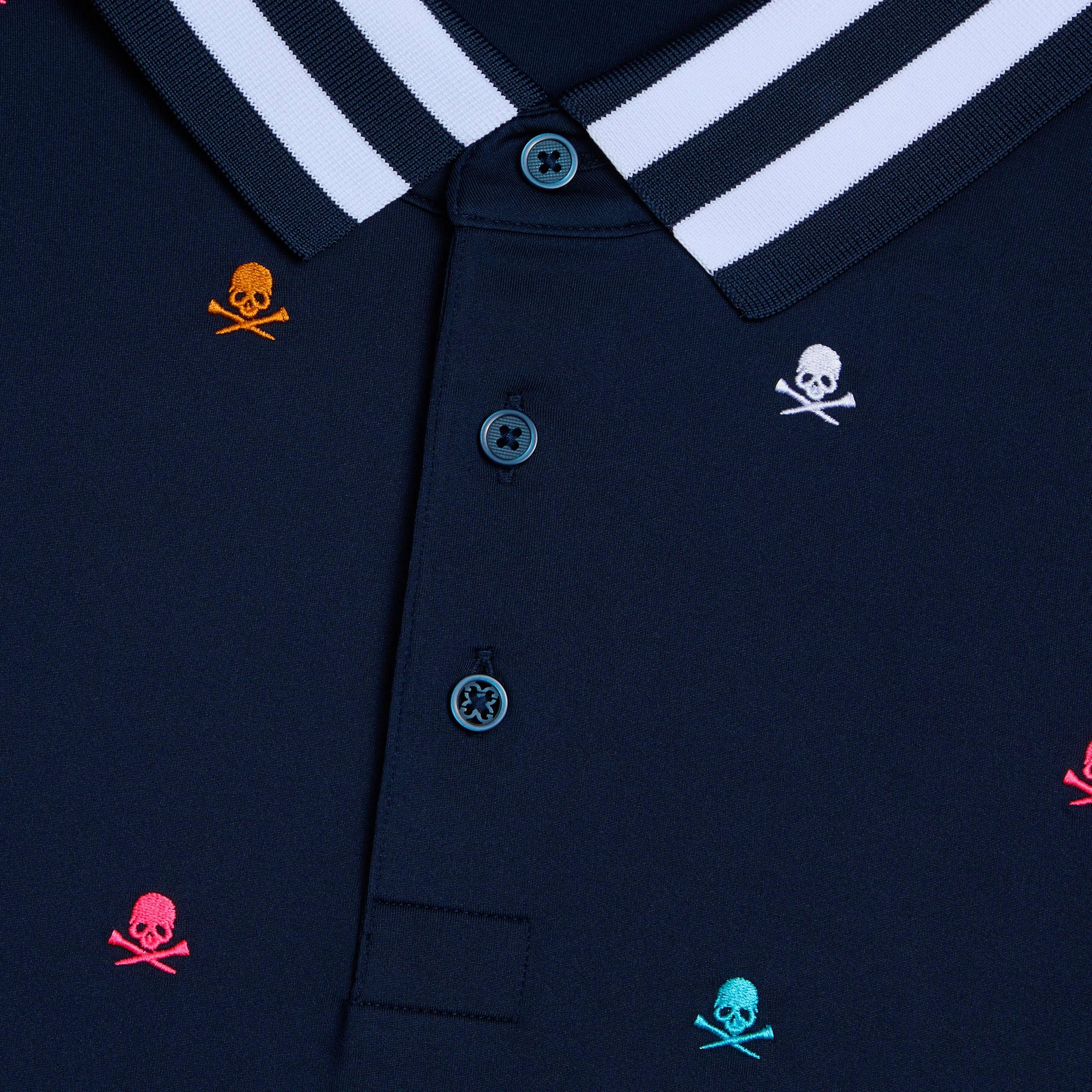 G/Fore Embroidered Tech Jersey Golf Polo Shirt - Twilight Golf Style SoftTouch Collar Lining