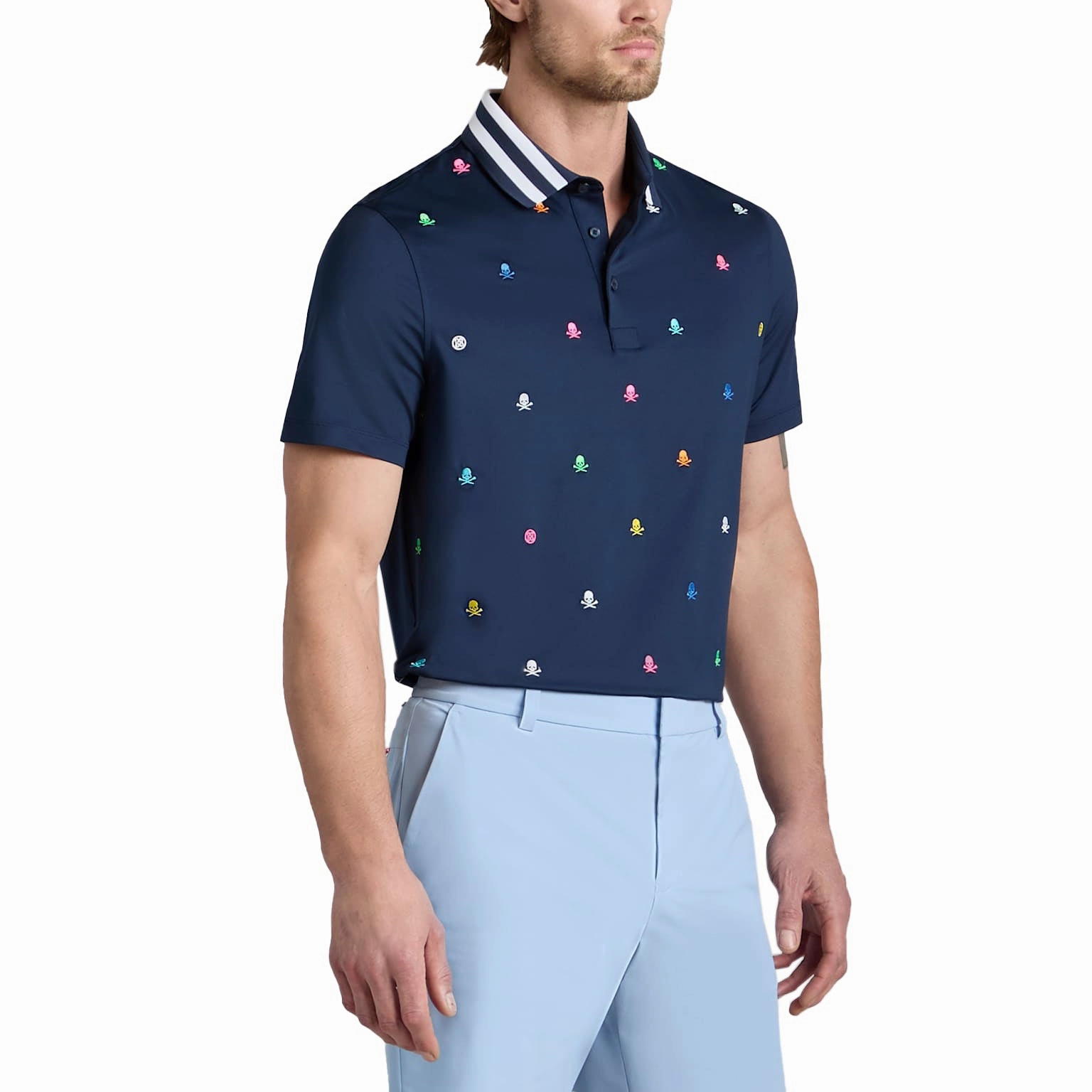 G/Fore Embroidered Tech Jersey Golf Polo Shirt - Twilight Colorfast Construction Sporty Elegance