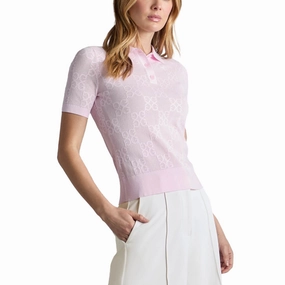 G/Fore Women's Pointelle G Golf Polo Shirt - Blush Trendy Appeal
