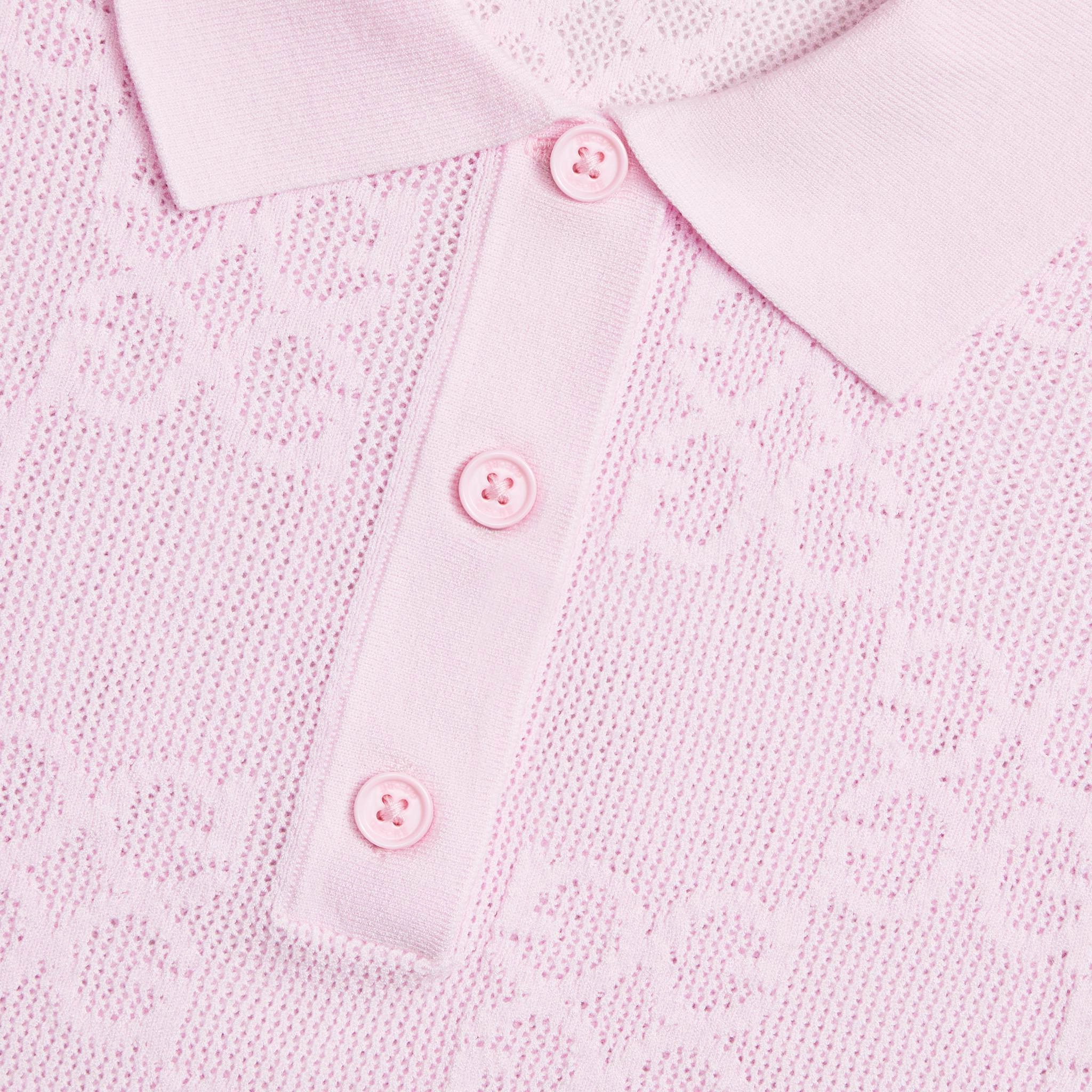 G/Fore Women's Pointelle G Golf Polo Shirt - Blush Dimensional Stability Weave Layering Staple
