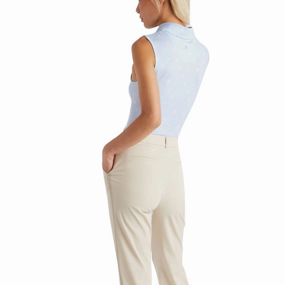 G/Fore Women's RGB Tech Jersey Sleeveless Golf Polo Shirt - Sky Tagless Design Snap Button Closure