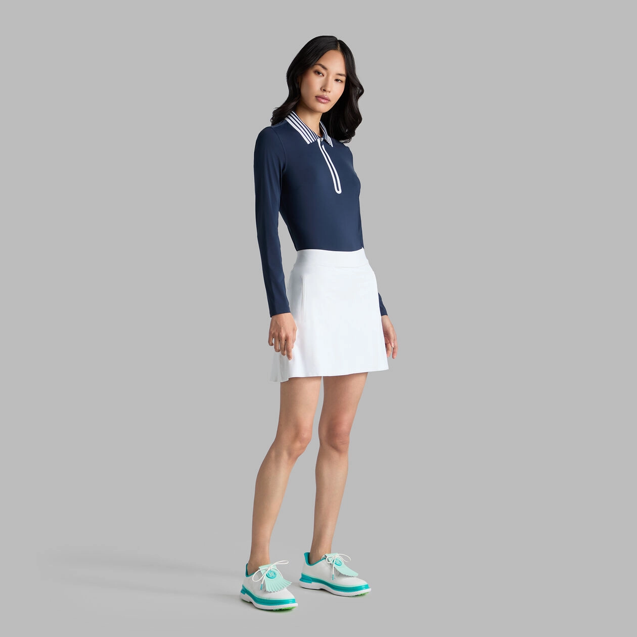 G/Fore Women's Silky Tech 1/4 Zip Long Sleeve Golf Polo Shirt - Twilight Lightweight Feel