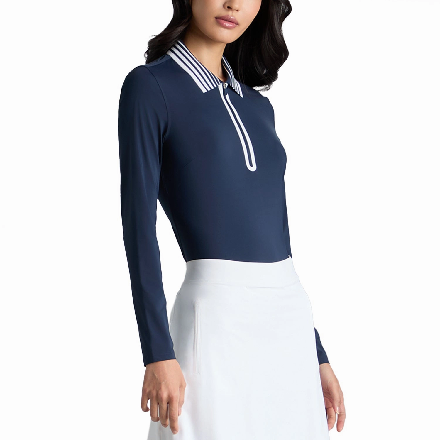 AntiStatic Fabric Treatment G/Fore Women's Silky Tech 1/4 Zip Long Sleeve Golf Polo Shirt - Twilight